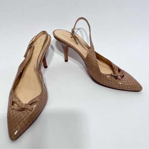 Kate Spade New York  sling back heels with croc leather print - Picture 1 of 9